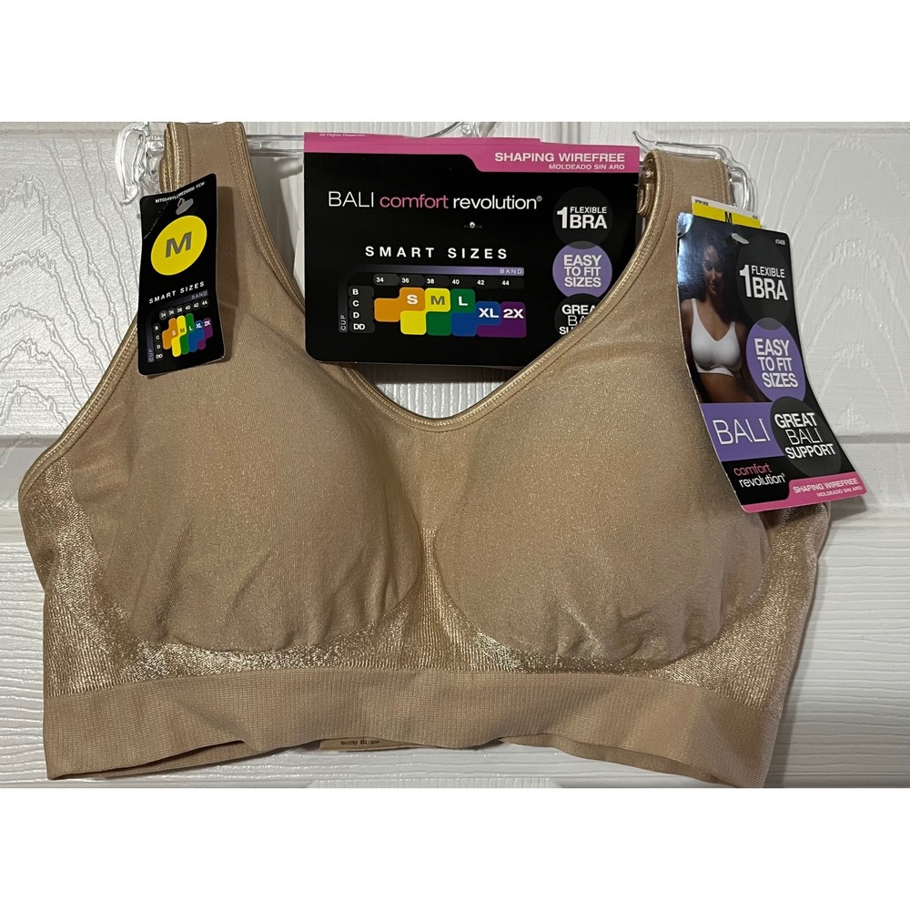 Bali Comfort Revolution Shaping Wirefree Bra Beige Smart‎ Sizes M BH3488N